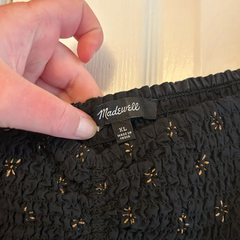 Madewell Black Floral Mini Puff Sleeve Dress - Picture 3 of 5